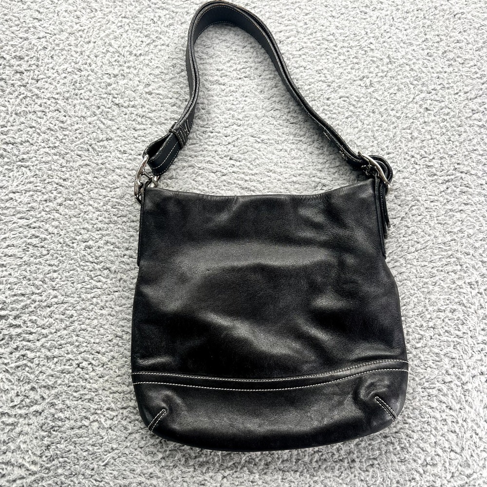 Vintage Coach Soho‎ L052-1416 Black Leather Bag Hobo Shoulder Purse